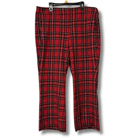 J.Crew Kelsey Pant | Red Tartan Plaid Mini-Flare Pants | Size 14 | Holiday Party - Picture 3 of 13